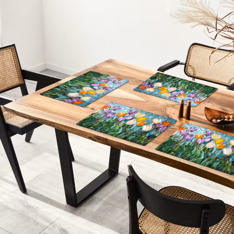 Mozaïek - Veld - Tulpen - Kleurrijk Placemat vinyl groot -zzsfeer4_Kitchenyeah-website
