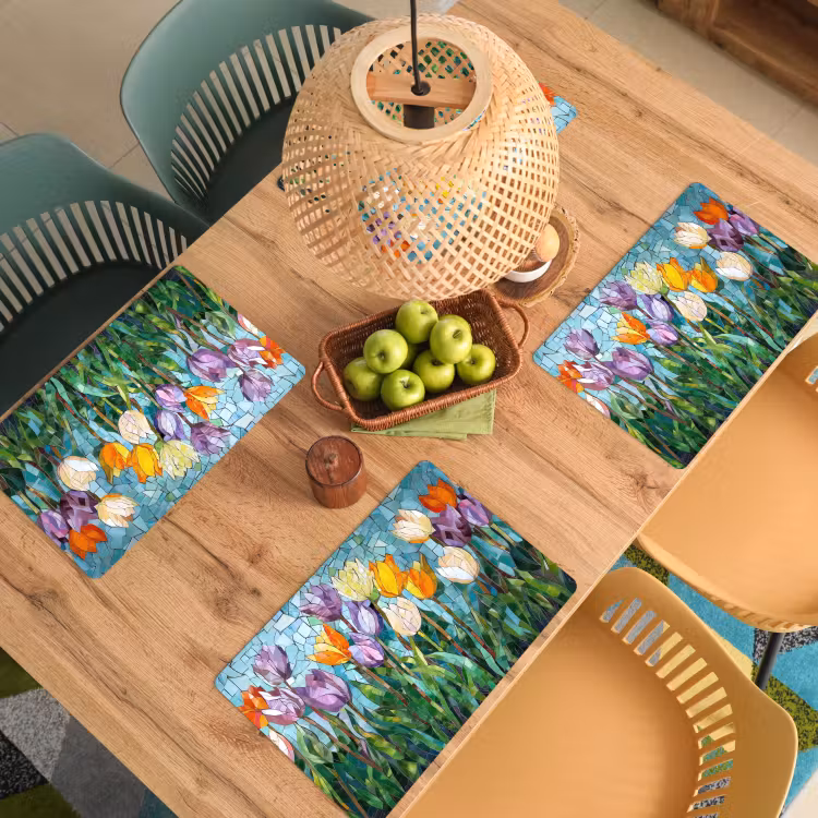 Mozaïek - Veld - Tulpen - Kleurrijk Placemat vinyl groot -zzsfeer5_Kitchenyeah-website