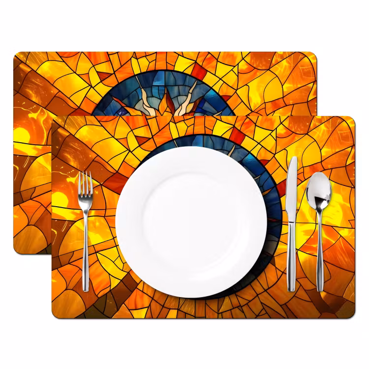 Mozaïek - Zon - Geel - Cirkel Placemat vinyl groot -zzsfeer2_Kitchenyeah-website