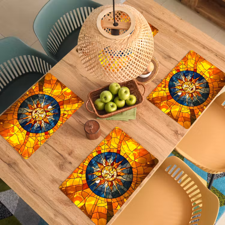 Mozaïek - Zon - Geel - Cirkel Placemat vinyl groot -zzsfeer5_Kitchenyeah-website