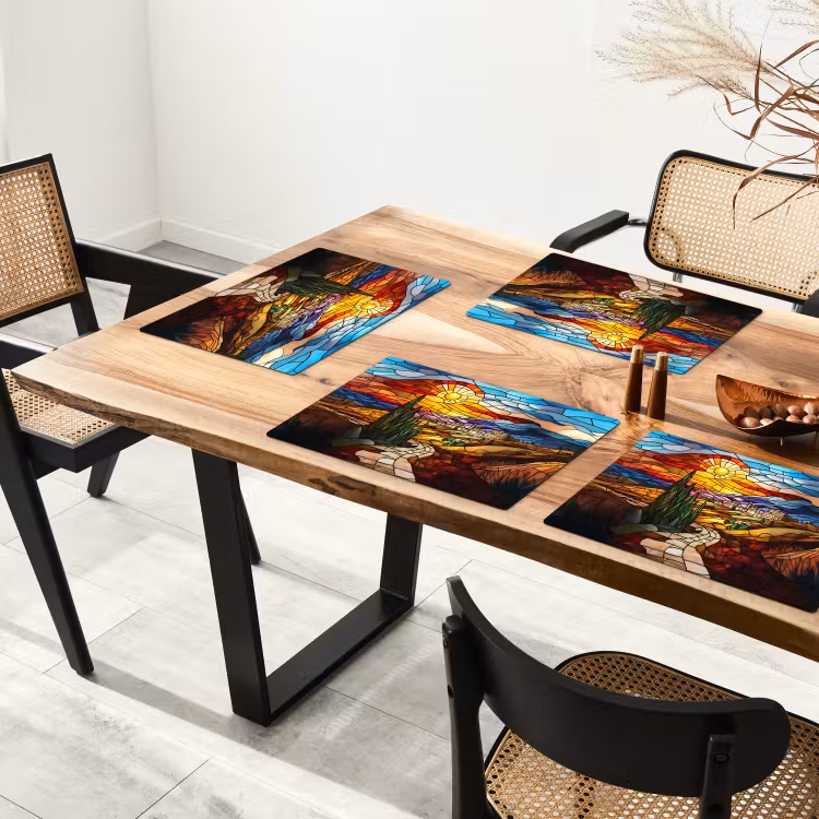 Mozaïek - Zon - Landschap - Dorp Placemat vinyl groot -zzsfeer4_Kitchenyeah-website