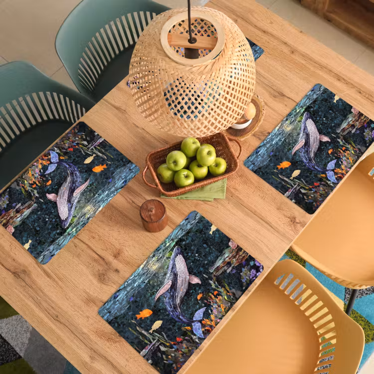 Mozaïek - Walvis - Koraal - Water Placemat vinyl groot -zzsfeer5_Kitchenyeah-website
