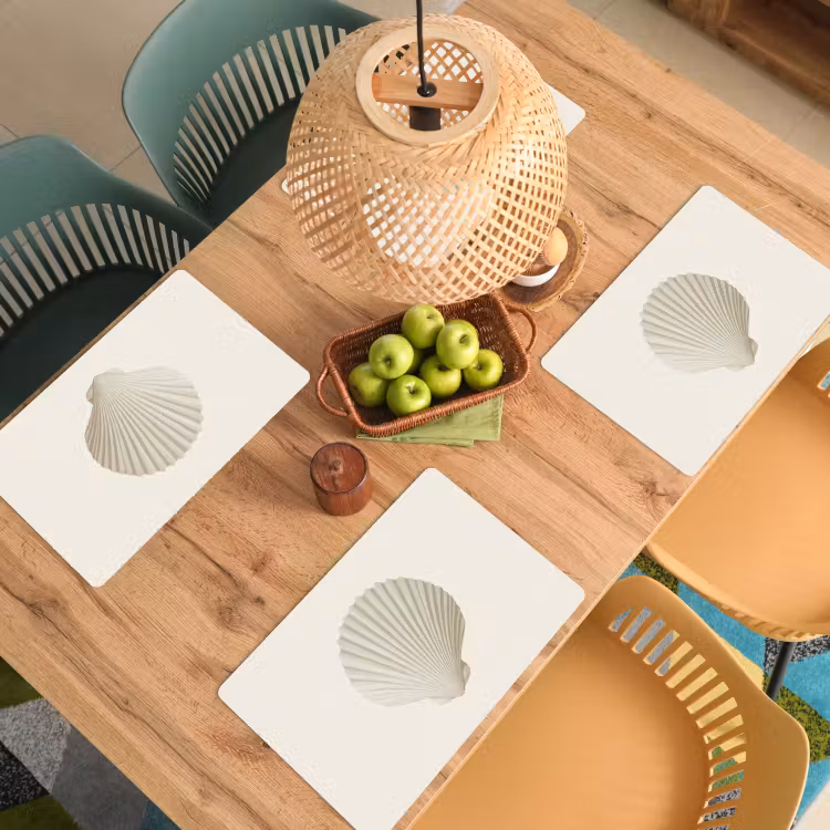 Schelp - Minimalistisch - Wit Placemat vinyl groot -zzsfeer5_Kitchenyeah-website