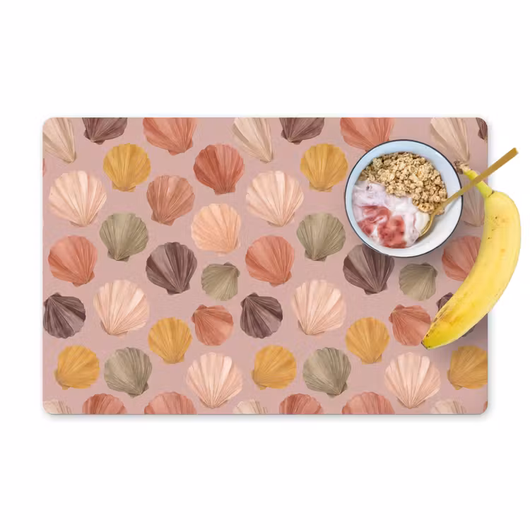 Schelp - Patroon - Zee - Aquarel - Aardetinten Placemat vinyl groot -zzzproduct_Kitchenyeah-website