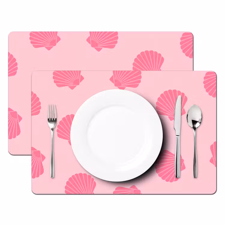 Schelp - Patroon - Zee - Modern - Roze Placemat vinyl groot -zzsfeer2_Kitchenyeah-website