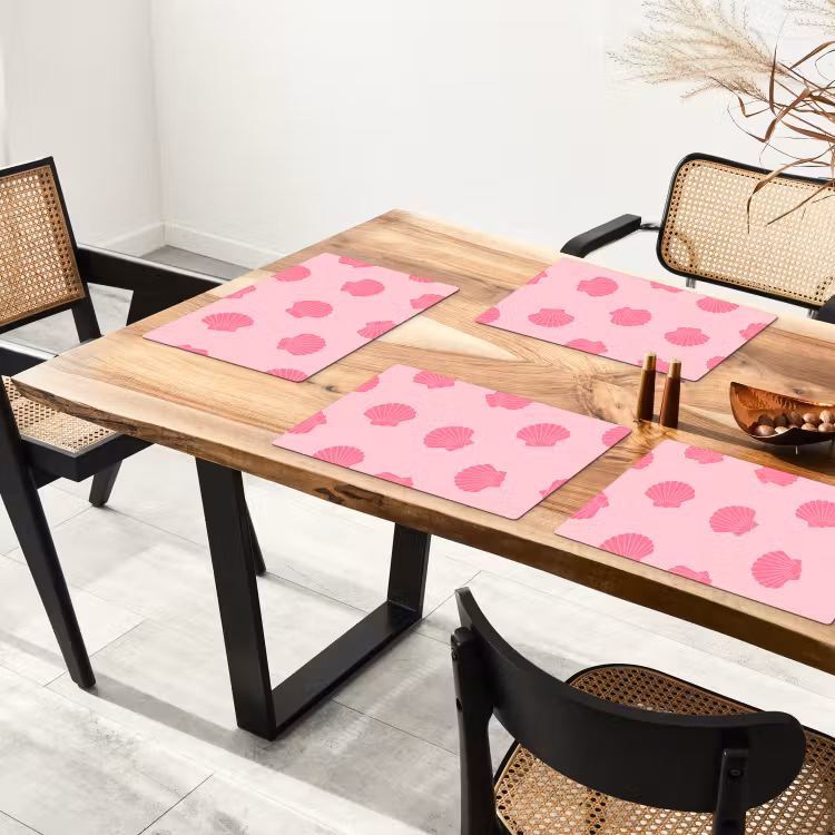 Schelp - Patroon - Zee - Modern - Roze Placemat vinyl groot -zzsfeer4_Kitchenyeah-website