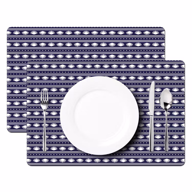Schelp - Nautisch - Blauw - Wit Placemat vinyl groot 368 -zzsfeer2_Kitchenyeah-website