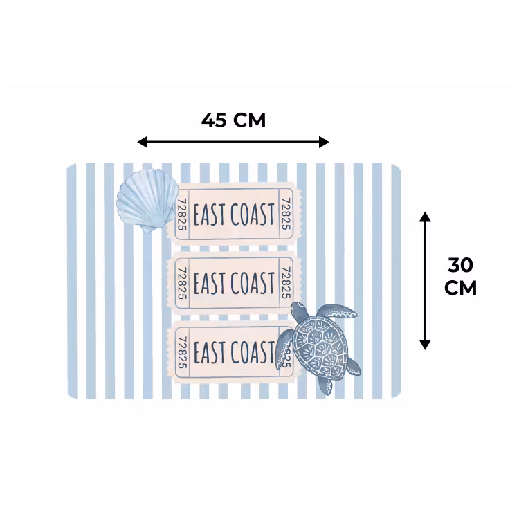 Schelp - Oceaan - Kust - Blauw - Illustratie Placemat vinyl groot -specs