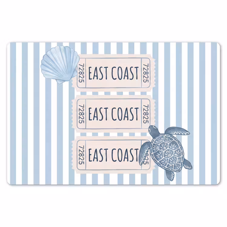 Schelp - Oceaan - Kust - Blauw - Illustratie Placemat vinyl groot -zzsfeer1_Kitchenyeah-website