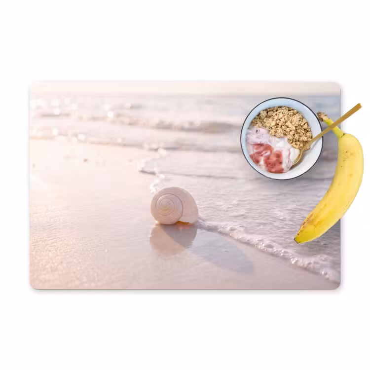 Zeeschelp - Strand - Zee - Natuur - Beige Placemat vinyl groot -zzzproduct_Kitchenyeah-website