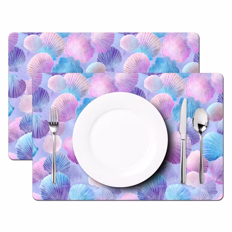 Schelpen - Paars - Blauw - Patroon Placemat vinyl groot -zzsfeer2_Kitchenyeah-website