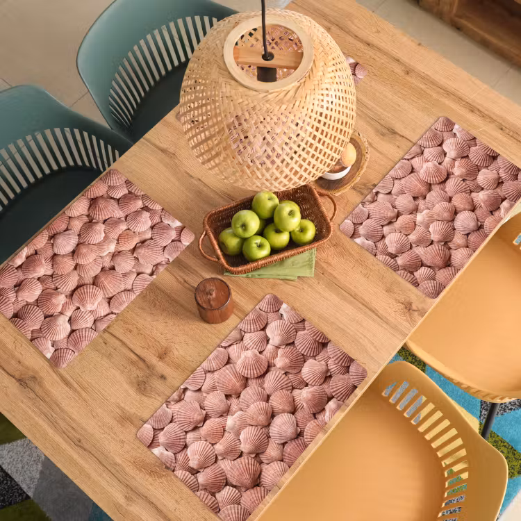 Schelpen - Patroon - Roze Placemat vinyl groot -zzsfeer5_Kitchenyeah-website