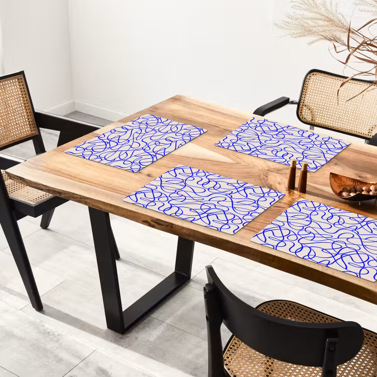 Patronen - Beige - Blauw - Lijnen Placemat vinyl groot 368 -zzsfeer4_Kitchenyeah-website