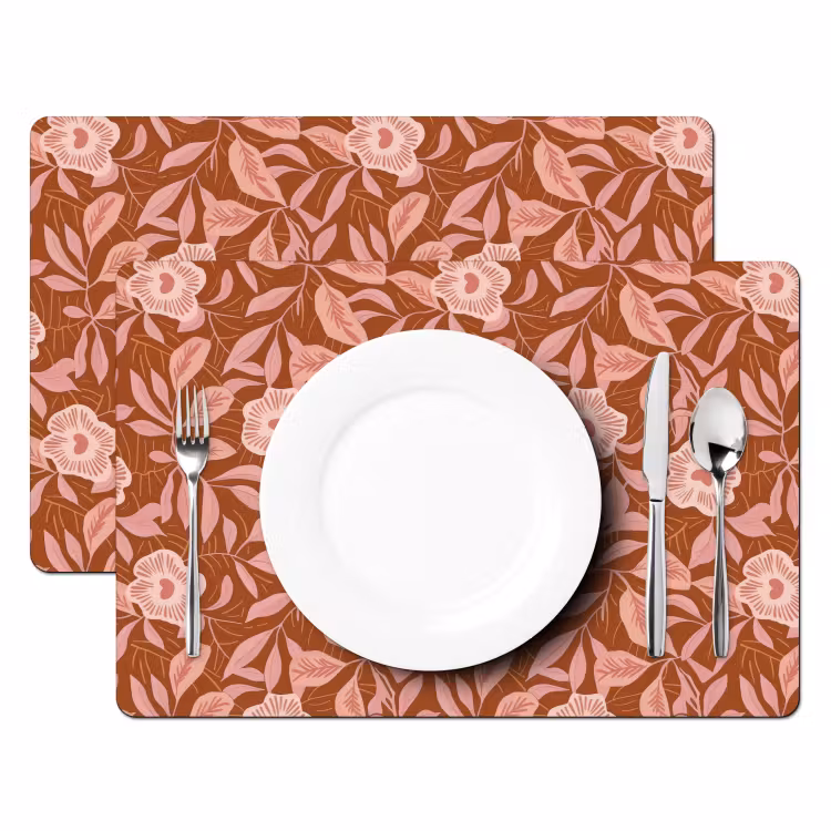 Patroon - Bladeren - Terracotta Placemat vinyl groot 368 -zzsfeer2_Kitchenyeah-website