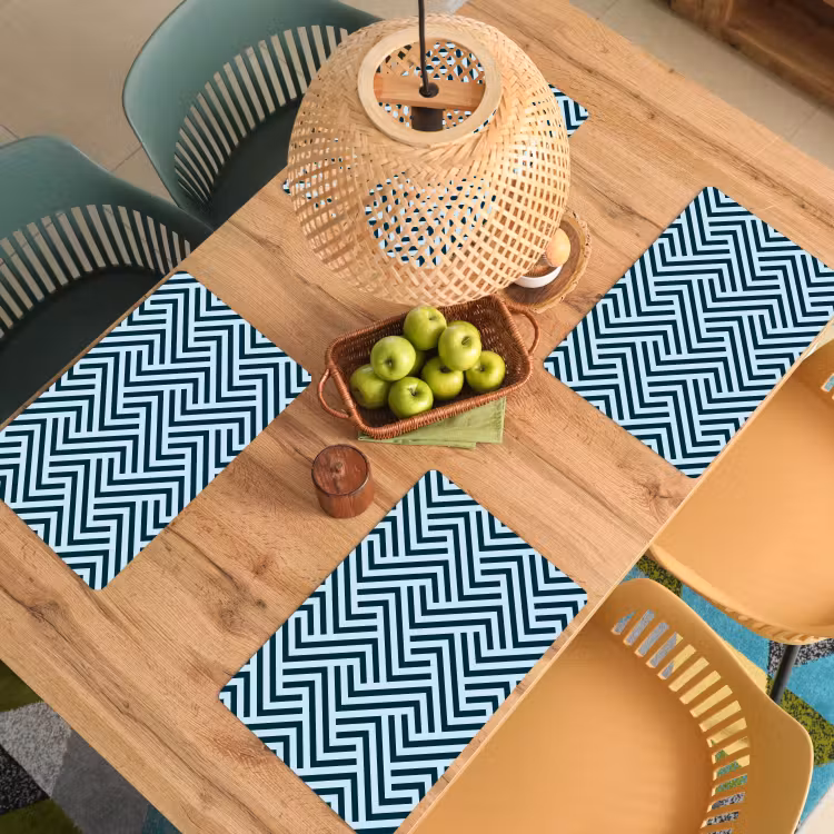 Patroon - Blauw - Lijnen - Zigzag Placemat vinyl groot 368 -zzsfeer5_Kitchenyeah-website