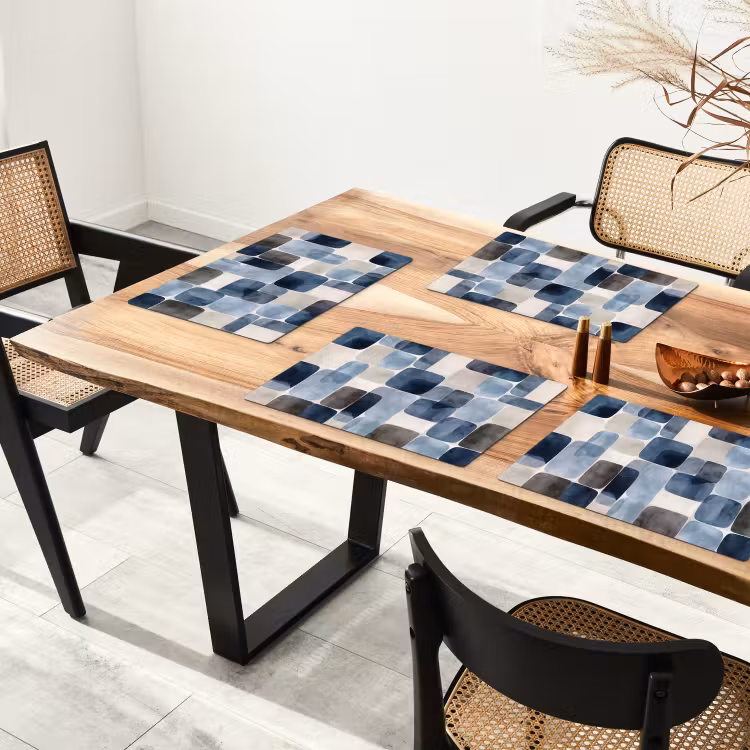 Patroon - Blauw - Vierkanten Placemat vinyl groot -zzsfeer4_Kitchenyeah-website