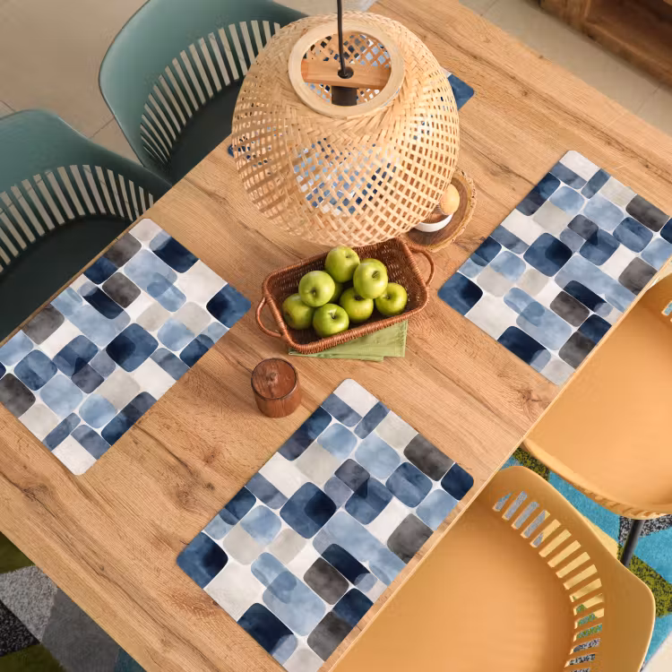 Patroon - Blauw - Vierkanten Placemat vinyl groot -zzsfeer5_Kitchenyeah-website