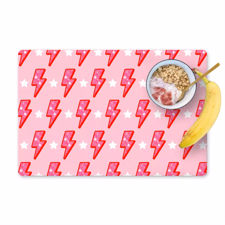 Patroon - Bliksem - Ster - Glitter - Roze Placemat vinyl groot -zzzproduct_Kitchenyeah-website