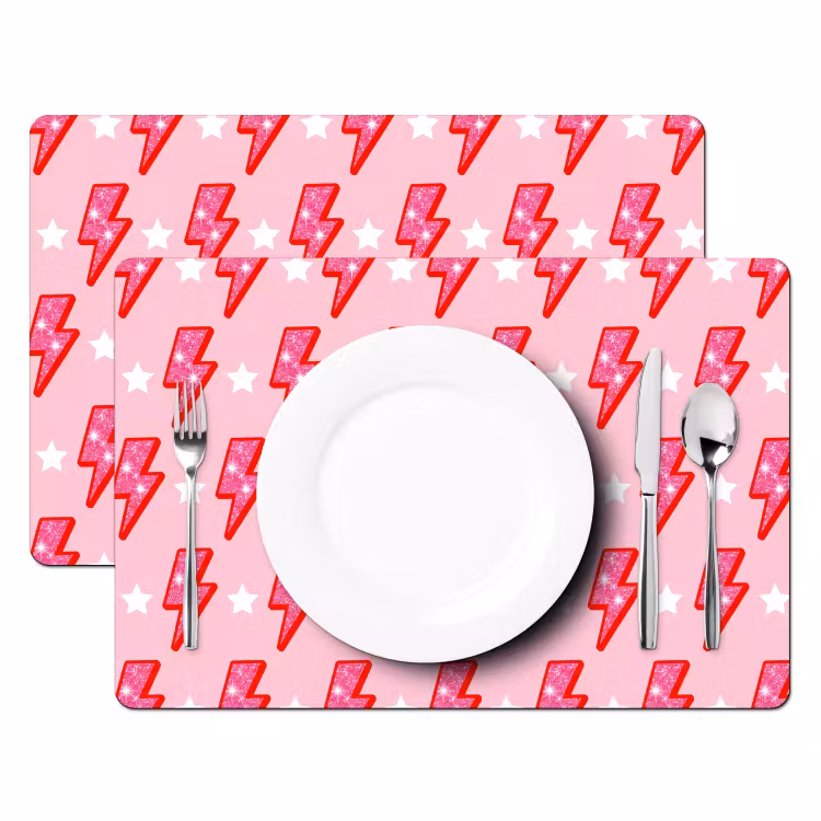 Patroon - Bliksem - Ster - Glitter - Roze Placemat vinyl groot -zzsfeer2_Kitchenyeah-website