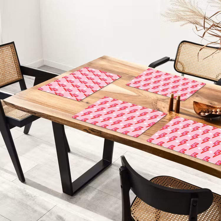 Patroon - Bliksem - Ster - Glitter - Roze Placemat vinyl groot -zzsfeer4_Kitchenyeah-website