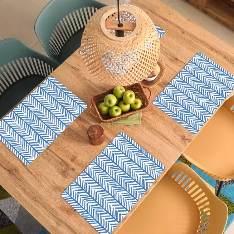 Patroon - Streep - Blauw Placemat vinyl groot 368 -zzsfeer5_Kitchenyeah-website