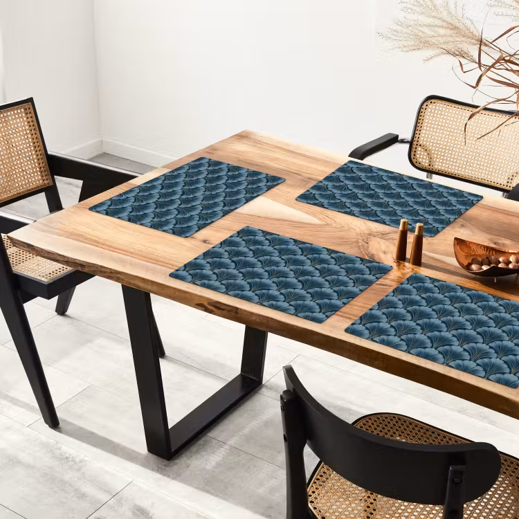 Patroon - Ginkgoblad - Blauw Placemat vinyl groot 368 -zzsfeer4_Kitchenyeah-website