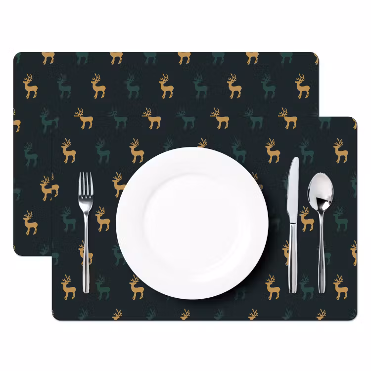 Patroon - Groen - Herten Placemat vinyl groot 368 -zzsfeer2_Kitchenyeah-website