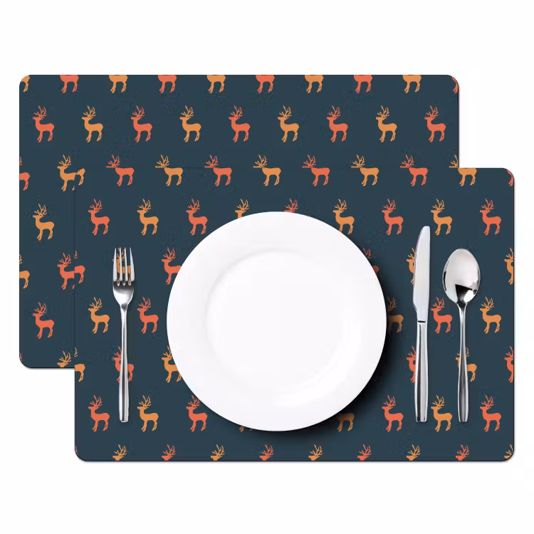 Patroon - Herten - Blauw Placemat vinyl groot 368 -zzsfeer2_Kitchenyeah-website