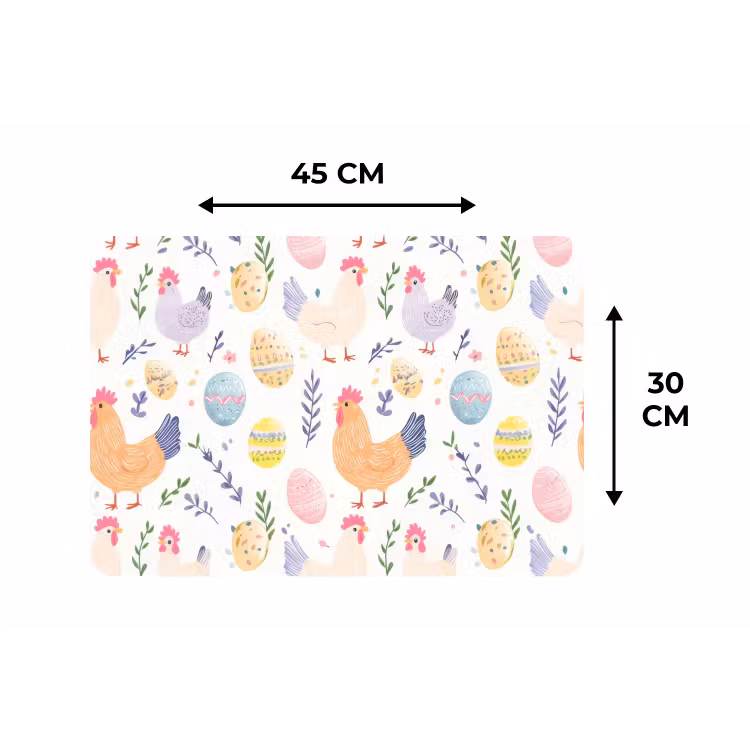 Patroon - Kip - Paaseieren Placemat vinyl groot -specs