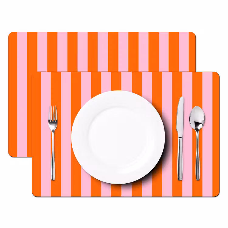 Patroon - Oranje - Fijn - Strepen Placemat vinyl groot -zzsfeer2_Kitchenyeah-website