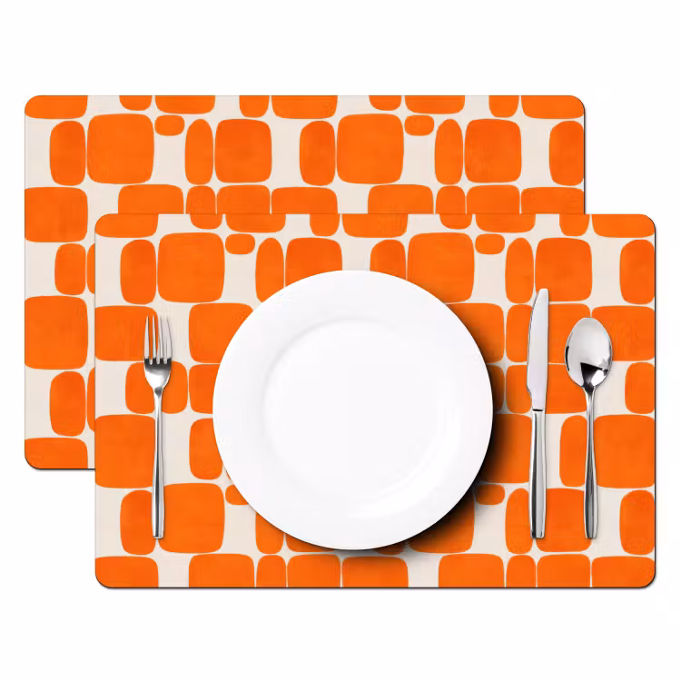 Patroon - Retro - Oranje Placemat vinyl groot 368 -zzsfeer2_Kitchenyeah-website