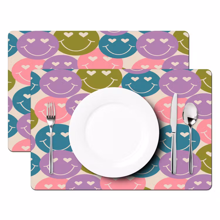 Patroon - Smiley - Kleurrijk - Hartjes Placemat vinyl groot 368 -zzsfeer2_Kitchenyeah-website