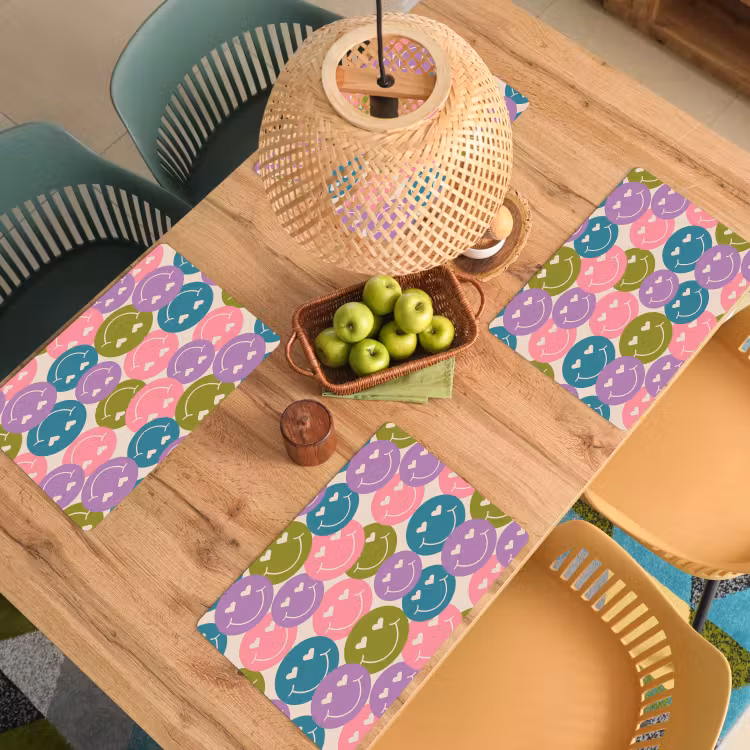 Patroon - Smiley - Kleurrijk - Hartjes Placemat vinyl groot 368 -zzsfeer5_Kitchenyeah-website