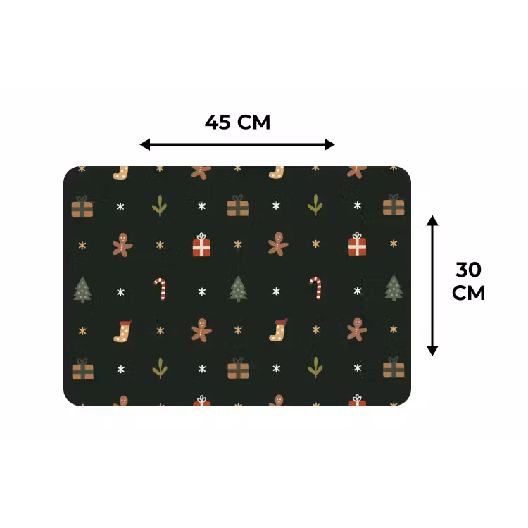 Patroon - Kerstsymbolen - Groen Placemat vinyl groot 368 -specs