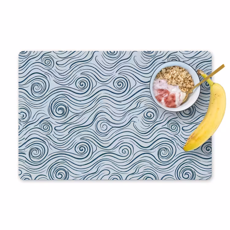 Patroon - Golven - Abstract - Modern - Blauw Placemat vinyl groot -zzzproduct_Kitchenyeah-website