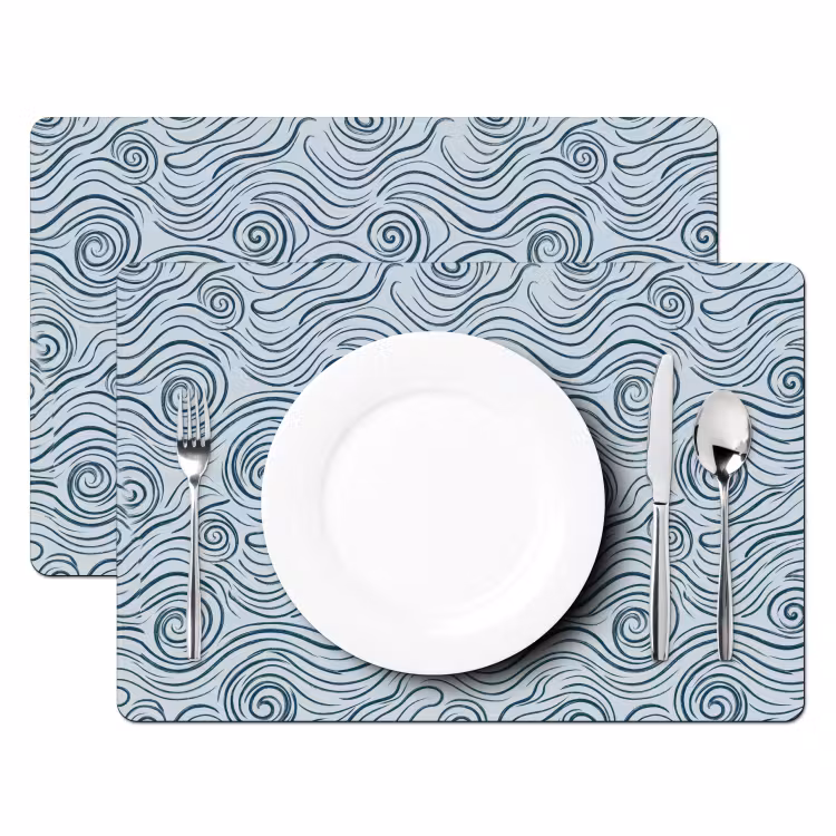 Patroon - Golven - Abstract - Modern - Blauw Placemat vinyl groot -zzsfeer2_Kitchenyeah-website