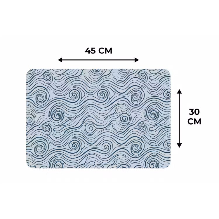Patroon - Golven - Abstract - Modern - Blauw Placemat vinyl groot -specs