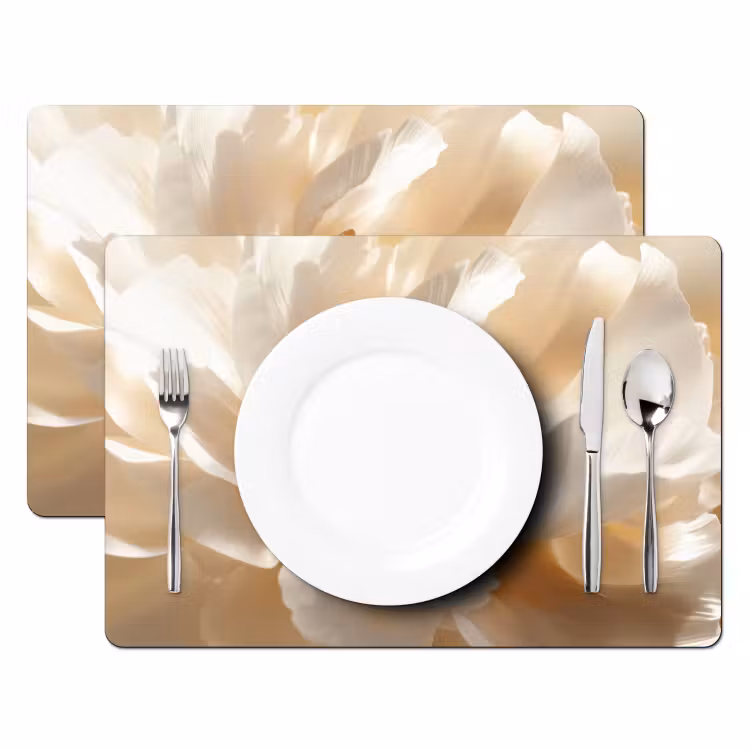 Close up - Pioenroos - Wit Placemat vinyl groot -zzsfeer2_Kitchenyeah-website