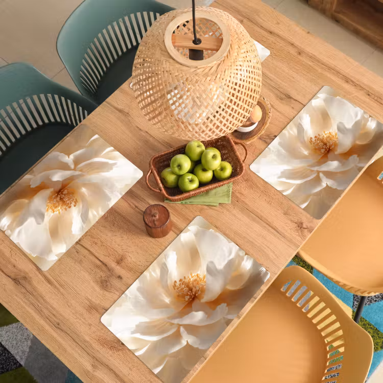 Close up - Pioenroos - Wit Placemat vinyl groot -zzsfeer5_Kitchenyeah-website