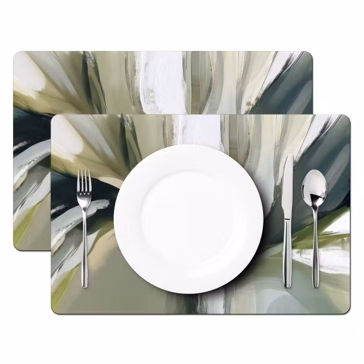 Natuur - Abstract - Groen - Penseelstreken Placemat vinyl groot -zzsfeer2_Kitchenyeah-website