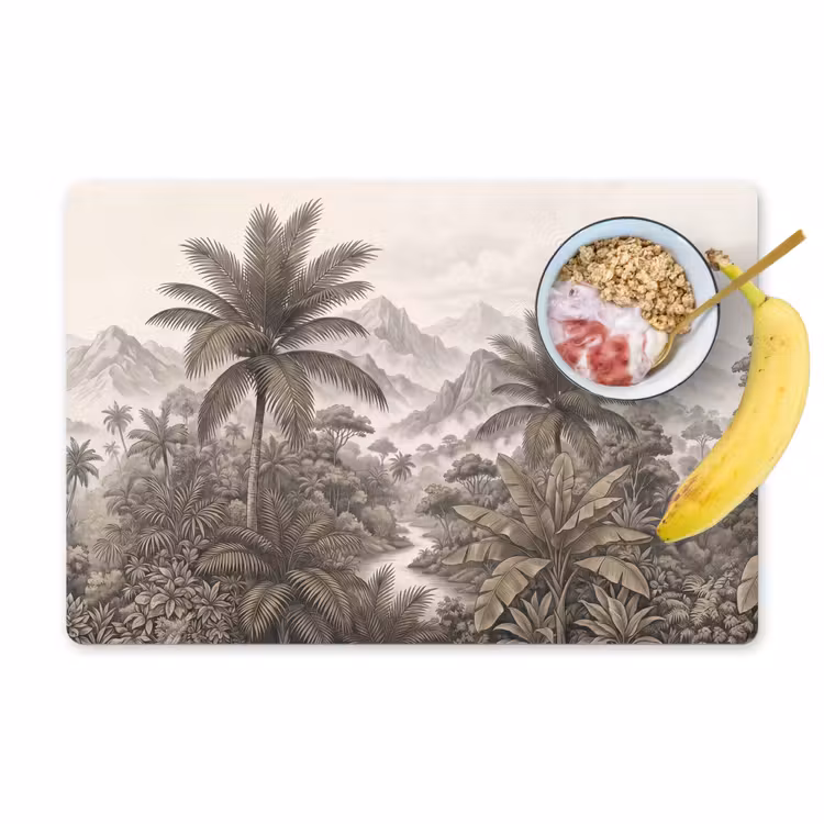 Natuur - Bergen - Rivier - Tropisch - Vintage Placemat vinyl groot -zzzproduct_Kitchenyeah-website