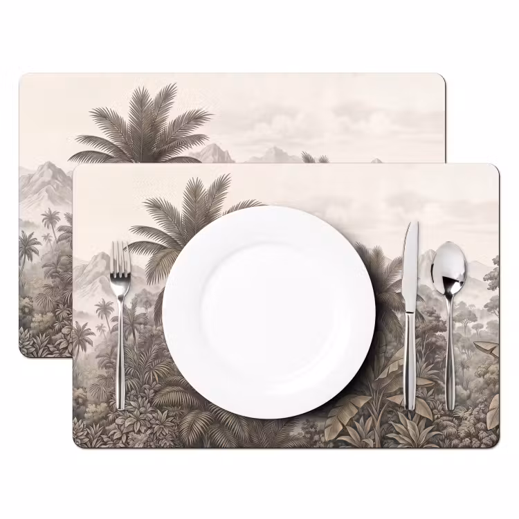 Natuur - Bergen - Rivier - Tropisch - Vintage Placemat vinyl groot -zzsfeer2_Kitchenyeah-website