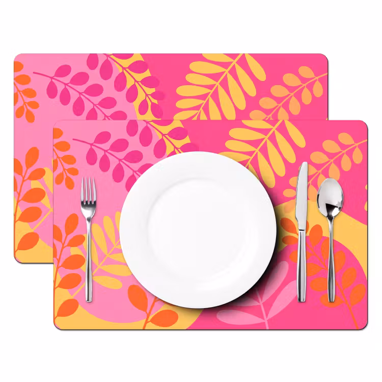 Natuur - Bladeren - Abstract - Roze - Geel Placemat vinyl groot -zzsfeer2_Kitchenyeah-website