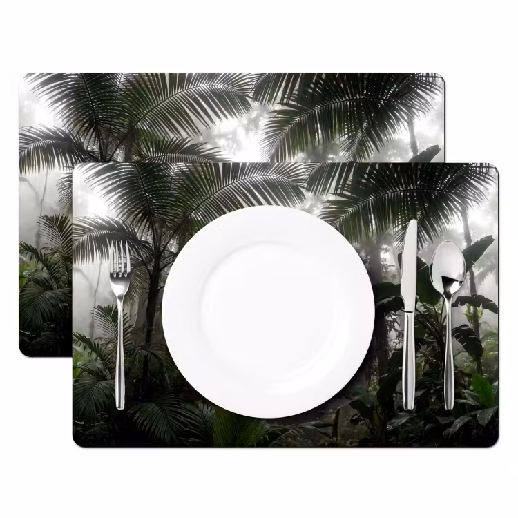 Natuur - Jungle - Mist - Groen - Bladeren Placemat vinyl groot -zzsfeer2_Kitchenyeah-website
