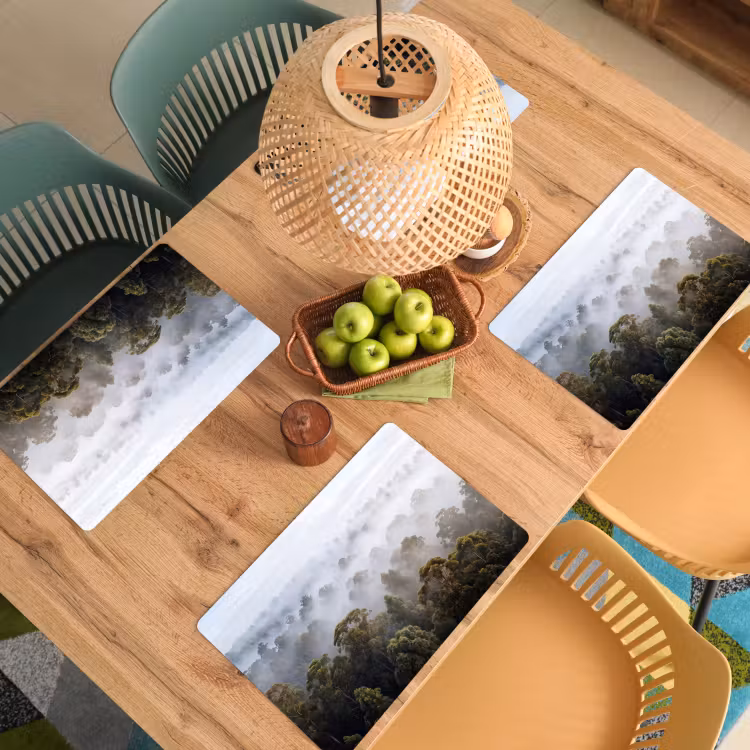 Natuur - Mist - Bos - Ochtend - Goud Placemat vinyl groot -zzsfeer5_Kitchenyeah-website