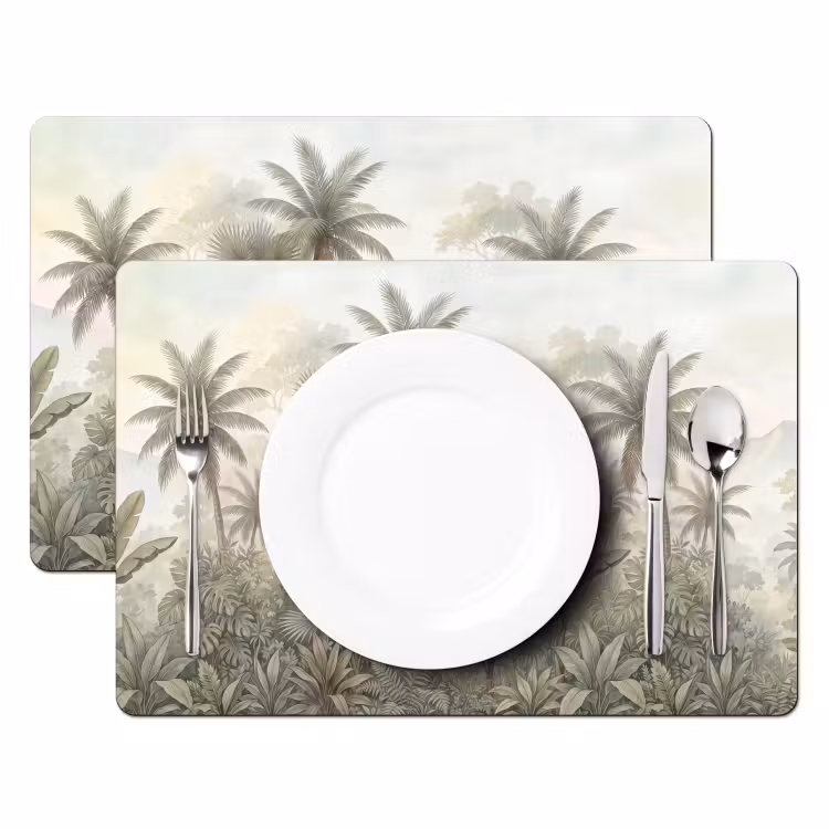 Natuur - Tropisch bos - Landschap - Aquarel - Groen Placemat vinyl groot -zzsfeer2_Kitchenyeah-website