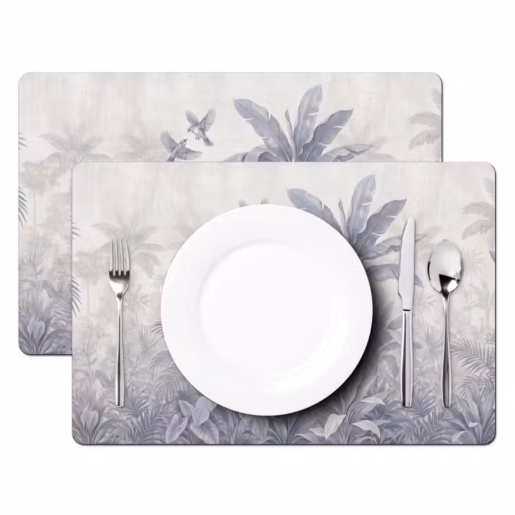 Natuur - Vogel - Jungle - Illustratie - Blauw Placemat vinyl groot -zzsfeer2_Kitchenyeah-website