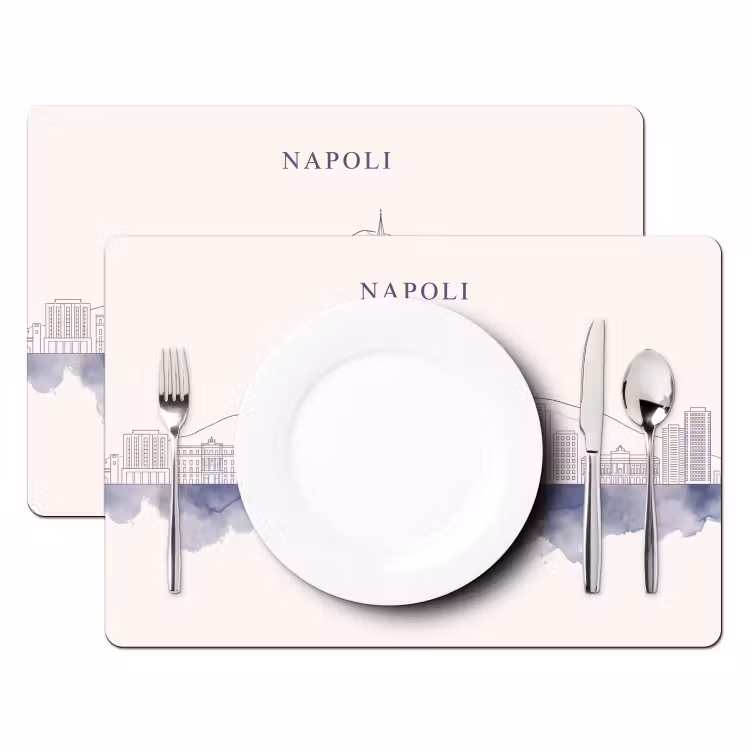 Napels - Skyline - Italie - Lijntekening - Aquarel Placemat vinyl groot -zzsfeer2_Kitchenyeah-website