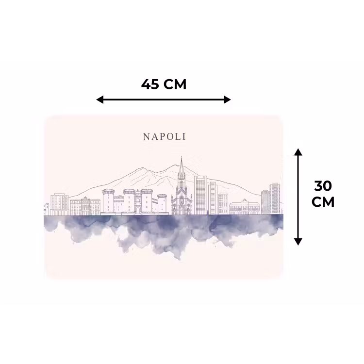 Napels - Skyline - Italie - Lijntekening - Aquarel Placemat vinyl groot -specs