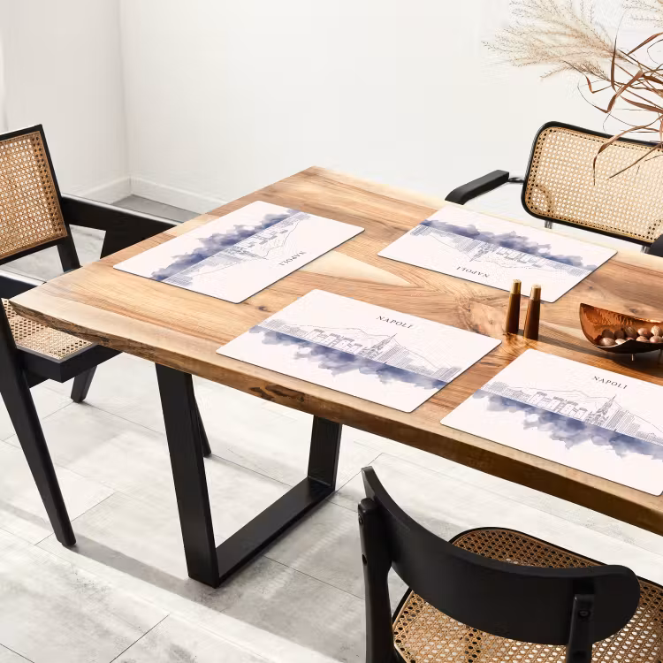 Napels - Skyline - Italie - Lijntekening - Aquarel Placemat vinyl groot -zzsfeer4_Kitchenyeah-website